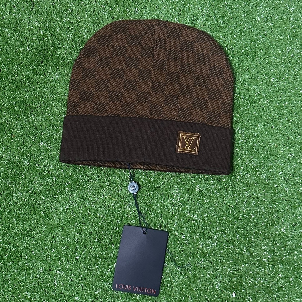 Louis Vuitton Checkered Brown Beanie